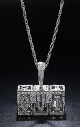 AZ 09 Custom Name Square Cube Hollow Letters Pendant Necklace Chain Gold Silver Cubic Zircon Men Women HipHop Jewelry9705698