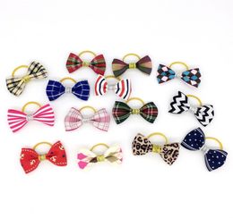 Mixed Hair Bows Rubber Bands Candy Colours Fashion Cute Dog Puppy Cat Kitten Pet Toy Kid Bow Tie Necktie Clothes decoration5841128
