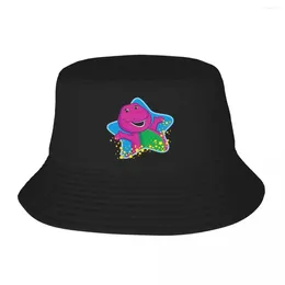 Berets Generation Of Kids And Families - Barney The Dinosaur's Bucket Hats Panama For Bob Fisherman Unisex Caps