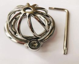2020 Screw Lock Ergonomic Design Stainless Steel Male Device Super Small Cock Cage Penis lock Cock Ring Belt S00707139856