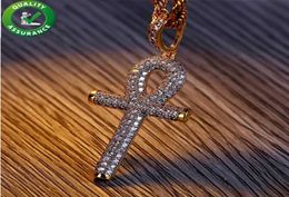 Designer Necklace Hip Hop Jewelry Luxury Iced Out Pendant Brand Gold Cross Necllaces Diamond Style Charms Micro Paved Bling CZ Key6677836