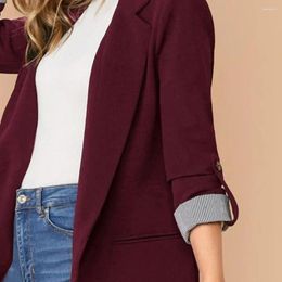 Women's Suits Women Casual Suit Jacket Elegant Lapel Coat With Single Button Closure Pockets 3/4 Sleeve Solid Colour For Workwear