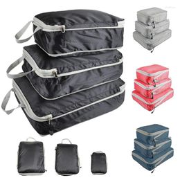 Storage Bags 3pc/Set Compressible Packing Travel Bag Cube Waterproof Clothing Suitcase Nylon Portable With Handbag Luggage Organizer