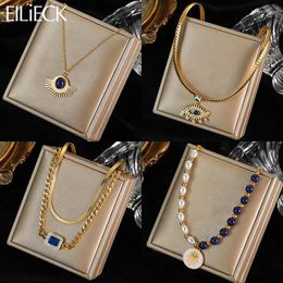 Pendant Necklaces EILIECK 316L Stainless Steel Heart Butterfly Zirconia Necklace For Women High Quality Gold Color Chain Choker Jewelry