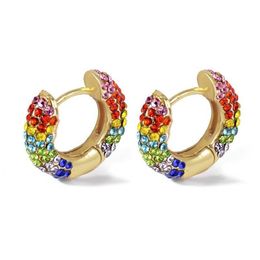 Hoop Huggie High Quanlity Earrings Colorf Rhinestone Gold Plated Cartilage For Women Girls Hoops Fashion Jewellery Drop Delivery Dhkx7