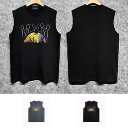 24ss new designer mens tank tops trendy brand summer fashion cotton sleeveless t shirts ZJBAM036 Rabbit rainbow print vest breathable and cool clothes size S-XXL