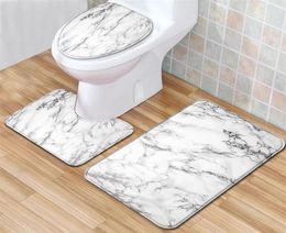 Marble Pattern and Shower Curtain Set Bath Rug 3pcs Bathroom Mat Set Anti Slip Carpet Bath Mat Alfombra Ducha Antideslizante 307L7880308