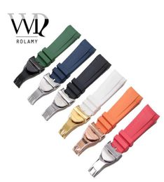 Rolamy 22mm Black Blue Orange Red Green White Waterproof Silicone Rubber Watch Band Straps Bracelets for Tudor Black Bay H09151415502