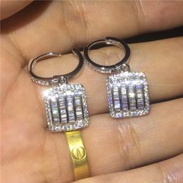 Vecalon Classic Dangle earring Diamond 925 Sterling silver Party wedding Drop Earrings for women Bridal Jewellery Gift 2180