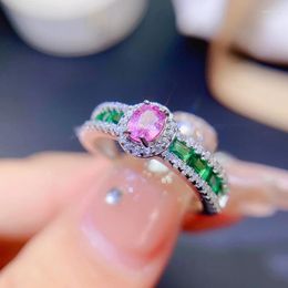 Cluster Rings Natural Pink Sapphire For Women Silver 925 Jewelry Luxury Gem Stones 18k Gold Plated Free Shiping Items