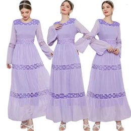 Ethnic Clothing Lace Chiffon Abaya Women Muslim Fashion Long Sleeve Maxi Dress Dubai Kaftan Robe Arab Femme Party Jalabiya Caftan Vestidos