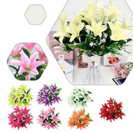 Decorative Flowers 10 Silk Flower Artificial Lily European Bridal Multicolor Wedding Bouquet Decoration Fake Party N8y3