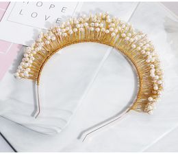 Newest Handmade Pearls Wedding Tiaras and Crowns Bridal Headpieces for Bride Bridesmaids Hair Jewellery Princess Tiaras JCI1211317094