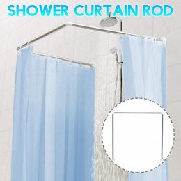 Stainless Steel Aluminium Alloy L U Shape Adjustable Bathroom Shower Curtain Rods Curved Rail Rod Bathroom Bar Up to 20KG Bearing T200601 249M