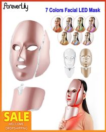 7Colors LED Light Therapy Face Mask With Neck Skin Rejuvenation Potherapy Beauty Anti Acne Tighten Brighten Machine 2202242786985