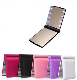 Cosmetic Led Makeup Mirror Lamp Square Vanity Lighted Makeup Mirrors Hand Hold Looking Glass Portable Foldable Flat 8md C23297079