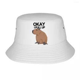 Berets OKAY I PULL UP CAPYBARA Bucket Hat Summer Korean Fisherman Hats For Unisex Breathable Fishing Caps Streetwear Pattern Sun