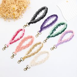 Hand-woven wrist strap keychain pendant men's and women's creative garden style car bag pendant