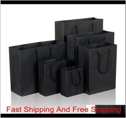 Wrap 10 Size Black Paper Bag With Handle Wedding Birthday Party Gift Christmas Year S7826942