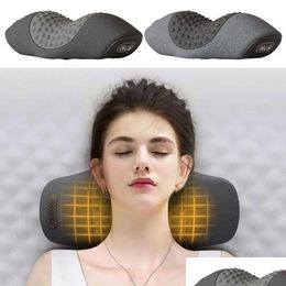 Cushion/Decorative Pillow Electric Mas Compress Vibration Cervical Neck Traction Relax Slee Memory Foam Spine Support Drop Delivery Ho Otmvt