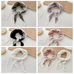 Scarves Cotton Linen Lace Hair Scarf Accessories Headband Solid Triangle Band Soft Wrap Sweet Neckerchief Pograh