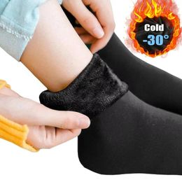 Women Socks Winter Warm Solid Color Comfortable Fleece Thick Stocking Soft Boots Sleeping Sock Female Elasticity Velvet