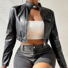 Women's Jackets Casual And Versatile Fashion Motorcycle Suit Leather Jacket 2024 Short Black Top