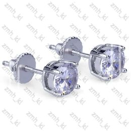 18K Gold Hip Hop Iced Out CZ Zirconia Round Stud Earrings For Men And Women Diamond Earrings Studs Rock Rapper Jewellery Gifts Size 3Mm 4Mm 5Mm 6Mm 8Mm 10Mm 642