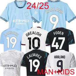 24 Soccer Jerseys HAALAND DE BRUYNE PHILLIPS MANS CITIES GREALISH FERRAN MAHREZ FODEN BERNARDO JOAO CANCELO Z RODRIGO Football Shirt Men Kids Kit Sets Uniforms