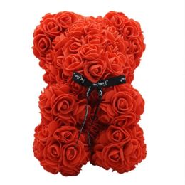 Artificial Flowers 23cm Rose Bear Girlfriend Anniversary Christmas Valentine's Day Gift Birthday Present For Wedding Party