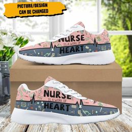 Casual Shoes Brand Designer Women Flats Sneakers Tool Heartbeat Pattern Comfort Ladies Running Lace Up Lightweight