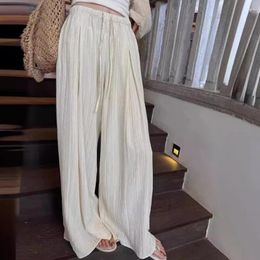 Women's Pants Summer Casual Loose High Waist Fashion Solid Colour Wide-leg Ladies Plus Size Long Trousers