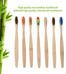 Whole Natural Bamboo Handle Toothbrush Rainbow Colorful Whitening Soft Bristles Bamboo Toothbrush Ecofriendly Oral Care for H9636397