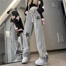 Women's Jeans Y2K Emo Women Streetwear Oversized Star Pattern Straight Trousers Baggy Fairy Grunge Hip Hop Denim Pants Korean Clothes