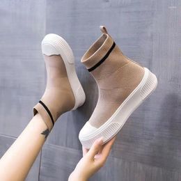 Casual Shoes Female Footwear Mesh Breathable High On Platform Ankle Boots Round Toe Booties Women's With Designer Offer A