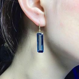 Dangle Earrings Long Blue Crystal For Women Minimalist Dainty Summer Beach Jewellery