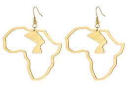 Dangle Chandelier African Map Big Earrings Exaggerate Large Egyptian Queen Earring Gold Colour Africa Ornaments Traditional Ethni1106122