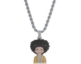 14K Gold Plated Icy Huey Boondocks Pendant Necklace Mens Micro Pave Cubic Zirconia Simulated Diamonds with 24inch Rope chain9624657
