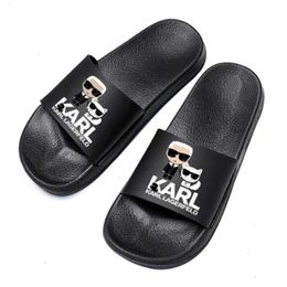 rubber black Slide Slippers loafers karl lagerfield woman Sandal Luxury 10a top quality Sliders Flat mens Designer summer beach Flip Flop sandale lady gift size 40-46