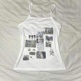 Women's Tanks Y2k Style Goth Sexy Sleeveless Tank Tops Vintage Aesthetic Cute Letter Print Emo Girl 2000s Top Grunge Streetwear Corset