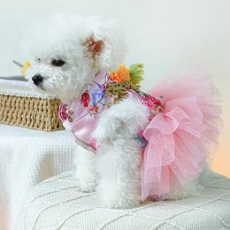 Dog Apparel Puppy Princess Dress Autumn Spring Sweet Skirt Pet Fashion Desinger Shirt Small Clothes Cat Vest Poodle Chihuahua Maltese