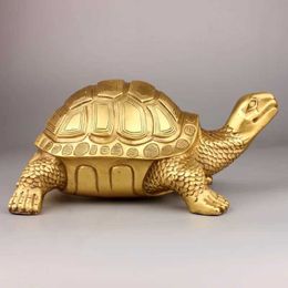 Decorative Objects Figurines Bronzers Highlighters Brass Feng Shui Turtle Tortoise Statue Lucky Animal Sculpture for Longevity Home Office Decoration Figurine G