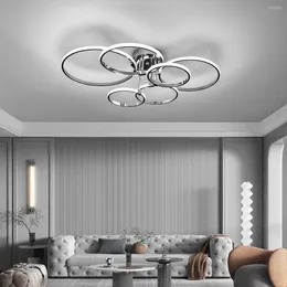 Chandeliers Modern Led Ceiling Light Gold/Chrome Dimmable Chandelier For Living Bedroom Kitchen 4-6 Ring Lustres