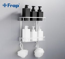 Frap New Bathroom Shelves Space Aluminium 2 Tiers Corner Shelf Shower Caddy Storage Shampoo Basket Wall Kitchen Holder Y380152 T204277971