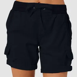 Women's Shorts Large Size Cargo Unisex Elastic Waist Bandage Rolled Up Pants Summer Jogger Slim Fit Casual Streetwear