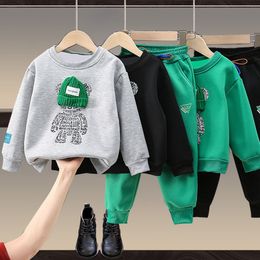 New Baby Boys Girls Clothing Sets Spring Autumn Children Hooded Outerwear Tops Pants 2PCS Outfits Kids Teenage Costume Suit