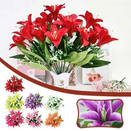 Decorative Flowers 10 Silk Flower Artificial Lily European Bouquet Decoration Bridal Home Party Multicolor Fake We K7o4