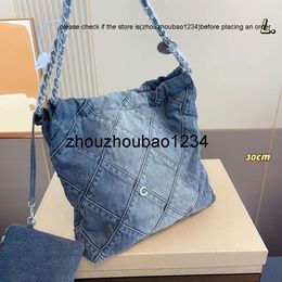 CF Designer CHANEI Garbage Bag Bag Shopping Underarm Bag Denim Series Womens Bag Chain Bag French High-end Crossbody Bag Handbag 2023s Hot 22bag 30cm CC bag