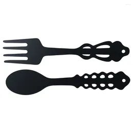 Decorative Figurines Metal Fork Spoon Wall Decor Funny Shaped Black Big Kitchen Sign Hanging