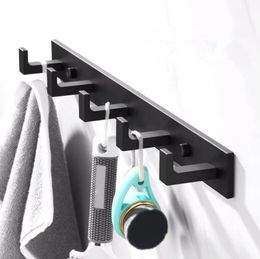 Bathroom Space Aluminium Robe Hook Wall Mounted Clothes Coat Hanger Black Accessories 240424